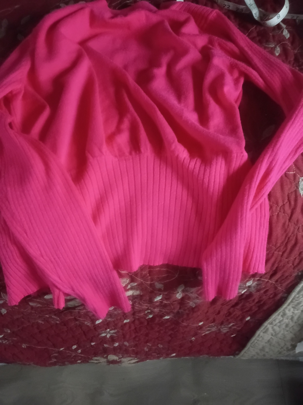 Bright Hot Pink Ribbed Button Cardigan - Picture 2 of 2